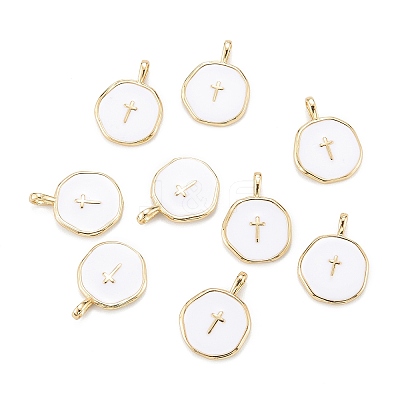 Brass Enamel Pendants X-KK-A155-09G-1