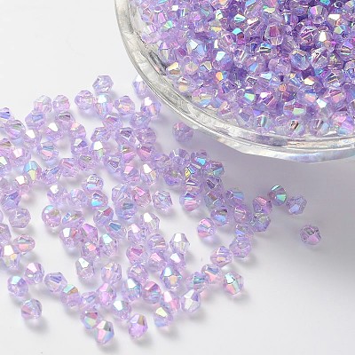 Bicone AB Color Plated Eco-Friendly Transparent Acrylic Beads TACR-A003-4mm-20-1