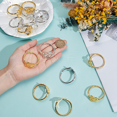 16Pcs 2 Colors Leaf Alloy Napkin Rings AJEW-GF0013-15-1