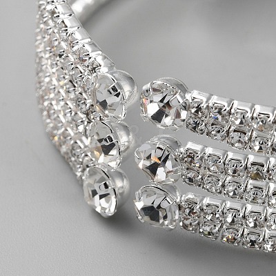 Crystal Rhinestone Tennis Cuff Bangle BJEW-WH0017-32-1