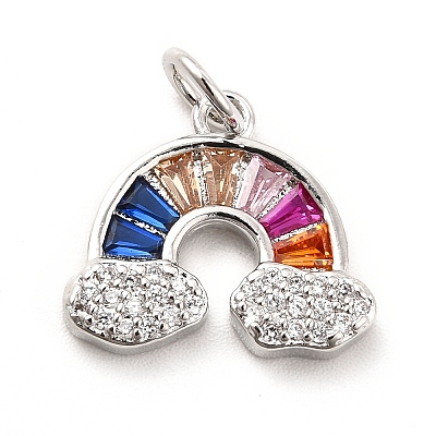 Rack Plating Brass Cubic Zirconia Charm KK-K270-01P-1