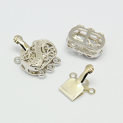 Brass Multi-Strand Box Clasps KK-F0237-P-NF-1
