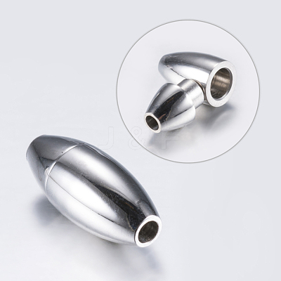 Tarnish Resistant 304 Stainless Steel Pointed Magnetic Clasps with Glue-in Ends STAS-F132-43P-2mm-1