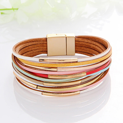 Two Tone Imitation Leather Multi-strand Bracelets for Women WGE2A7B-10-1