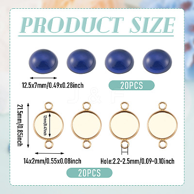 20Pcs 304 Stainless Steel Cabochon Connector Settings DIY-TA0015-44A-1