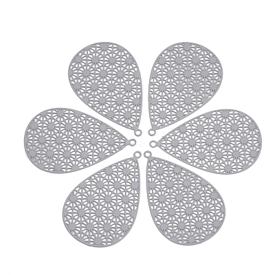 430 Stainless Steel Filigree Pendants X-STAS-S108-25A-01-1