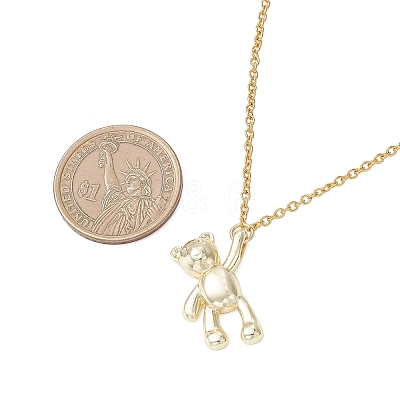 Alloy Bear Pendant 304 Stainless Steel Cable Chain Necklaces for Women NJEW-JN05739-1