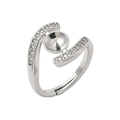 Brass Micro Pave Cubic Zirconia Cup Peg Ring Settings KK-B166-04P-1