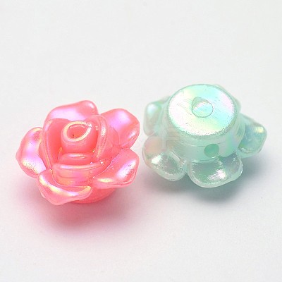 AB Color Plated Opaque Acrylic Flower Beads X-SACR-Q106-20-1