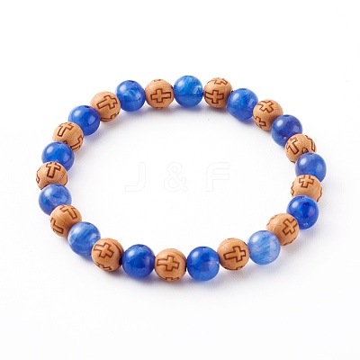 Imitation Wood & Gemstone Style Acrylic Beaded Stretch Bracelets BJEW-JB06229-1
