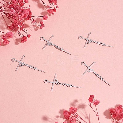 10Pcs Grace Cross Charm Pendant Cross Faith Charm Necklace Stainless Steel Pendant for Christian Religious Jewelry Gifts Making JX522A-1