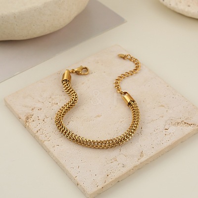 304 Stainless Steel Chain Bracelets for Women SA-CBA4051-15G-1