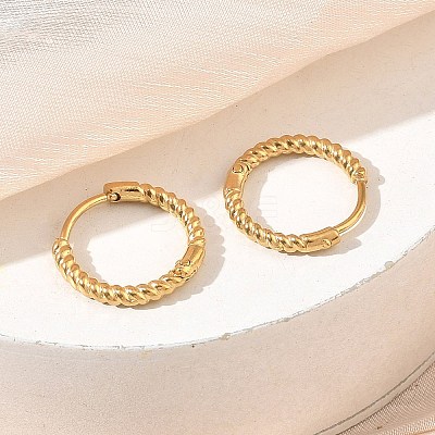 Twist Textured 304 Stainless Steel Huggie Hoop Earrings SA-CBA46AF-27G-02-1