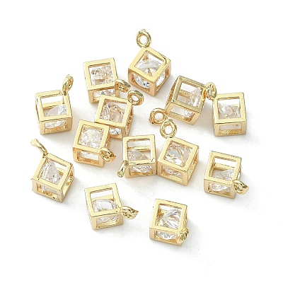 Brass Cubic Zirconia Charms KK-G462-56KCG-1