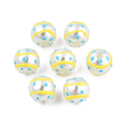 Spot Pattern Opaque ABS Plastic Imitation Pearl Enamel Beads KY-G020-02D-1