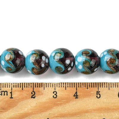 Handmade Gold Sand Lampwork Beads Strands LAMP-A003-03F-1