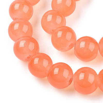 Baking Paint Imitation Jade Glass Round Bead Strands X1-DGLA-Q021-8mm-31-1