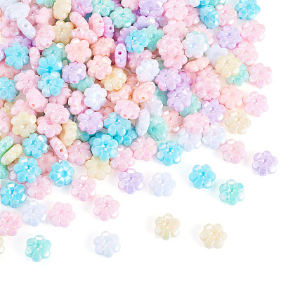 200Pcs UV Plating Opaque Acrylic Beads OACR-TADJ0001-12-1