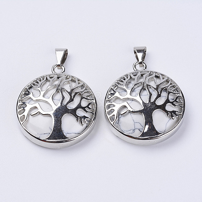 Natural Howlite Pendants G-P350-D11-1