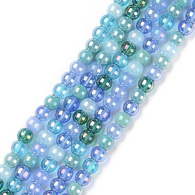 Transperant Electroplate Glass Beads Strands GLAA-P056-4mm-B03-1