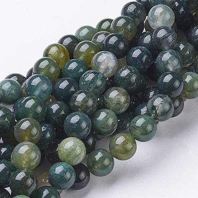 Natural Moss Agate Beads Strands GSR001-1