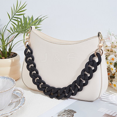 1Pc Black Frosted Opaque Acrylic Cuban Link Chain Bag Handles FIND-CN0002-55-1
