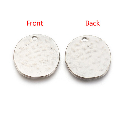 Alloy Blank Flat Round Hammered Pendants PALLOY-M031-07P-NF-1