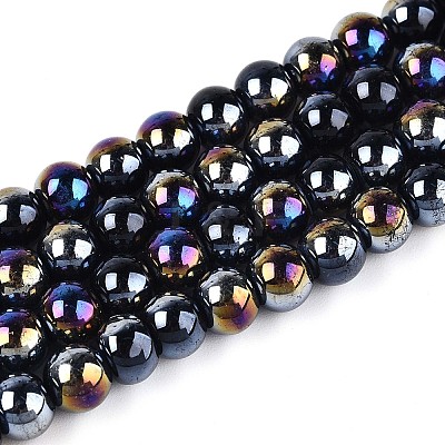 Electroplate Opaque Glass Beads Strands GLAA-T032-P6mm-AB01-1
