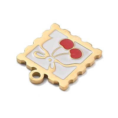 304 Stainless Steel Enamel Pendants STAS-R169-03A-G-1