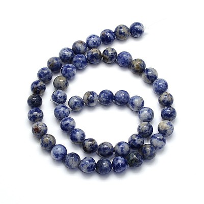 Natural Blue Spot Jasper Round Beads Strands G-O047-01-8mm-1