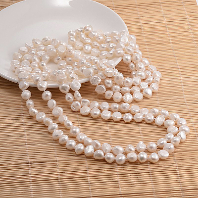 Natural Pearl Nuggets Beaded Necklace NJEW-P126-B-01E-01-1