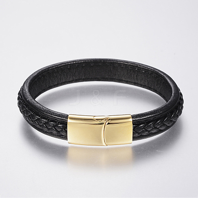 Braided Leather Cord Bracelets BJEW-H561-08F-1