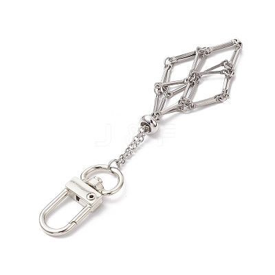 Stainless Steel Braided Chain Macrame Pouch Empty Stone Holder Pendant Decorations HJEW-JM02056-1