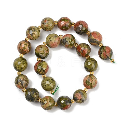 Natural Unakite Beads Strands G-C249-A174-16mm-1