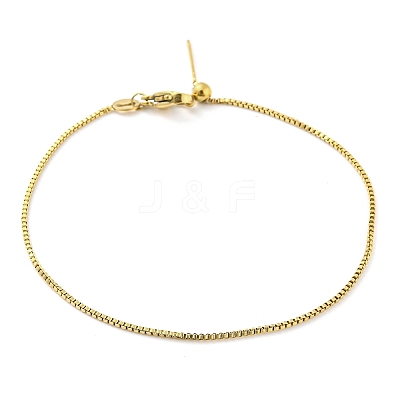 304 Stainless Steel Add a Bead Adjustable Box Chains Bracelets for Women BJEW-M307-01A-G-1