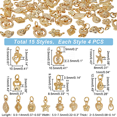 60Pcs 15 Style Electroplated Alloy Charms FIND-PH0006-30-1