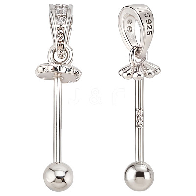 2Pcs 925 Sterling Silver Rhinestone Pendant Bails FIND-ME0001-74B-1