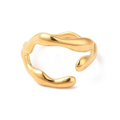 Ion Plating(IP) 304 Stainless Steel Cuff Finger Ring RJEW-E063-32G-1