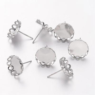 Brass Bezel Stud Earring Settings X-KK-I003-P-NF-1