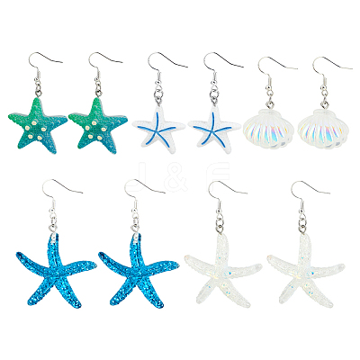 5 Pairs 304 Stainless Steel Dangle Earrings EJEW-PH01459-1