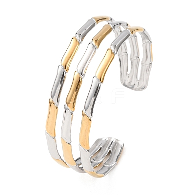 304 Stainless Steel Multi-layered Cuff Bangles for Women BJEW-G780-02GP-1