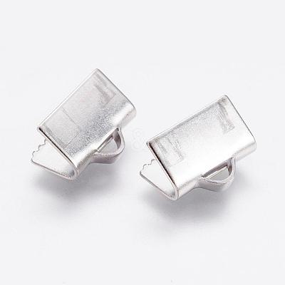Tarnish Resistant 304 Stainless Steel Ribbon Crimp Ends STAS-P168-03P-1