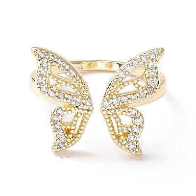 Butterfly Clear Cubic Zirconia Cuff Ring LS-RJEW-D117-05G-1