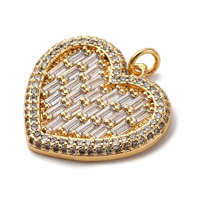 Brass Micro Pave Clear Cubic Zirconia Pendants KK-U076-21G-1
