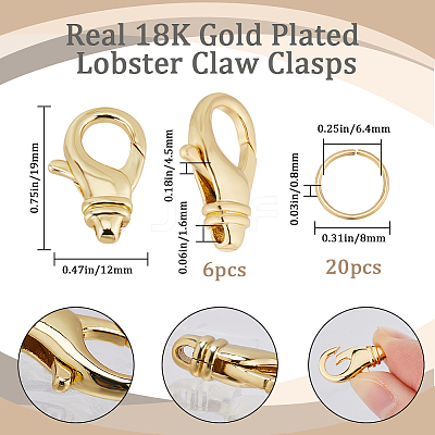 6Pcs Brass Lobster Claw Clasps DIY-BBC0001-54-1