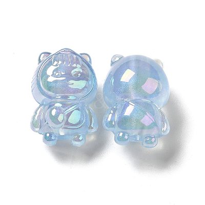 UV Plating Rainbow Iridescent Acrylic Beads PACR-M002-12C-1