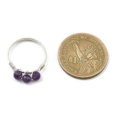 Natural Mixed Gemstone Bead Finger Ring RJEW-JR00585-1