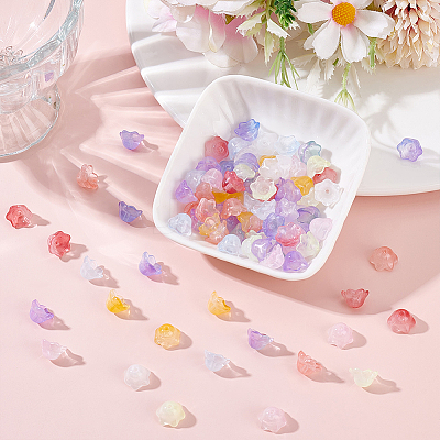 100Pcs 10 Colors Transparent Two Tone Spray Painted Glass Beads GLAA-ME0001-02-1