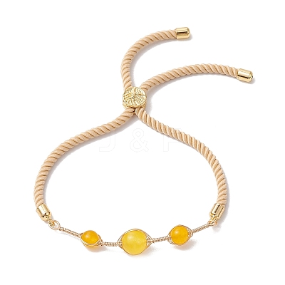 Natural Mixed Gemstone Round Beaded Slider Bracelets BJEW-JB11054-1