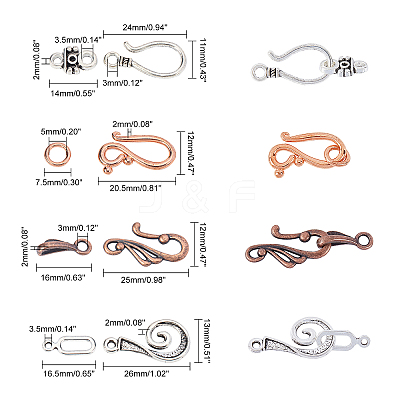 Tibetan Style Hook and Eye Clasps TIBE-PH0005-13-1